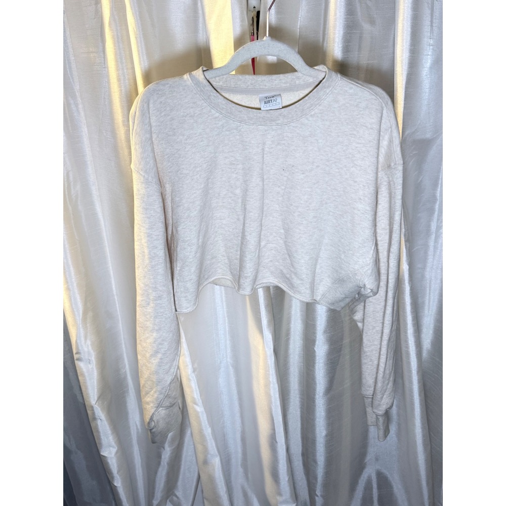 Tna Sweatshirt Women 2 Oatmeal AiryAF Fleece Cropped‎ Raw Hem Pullover